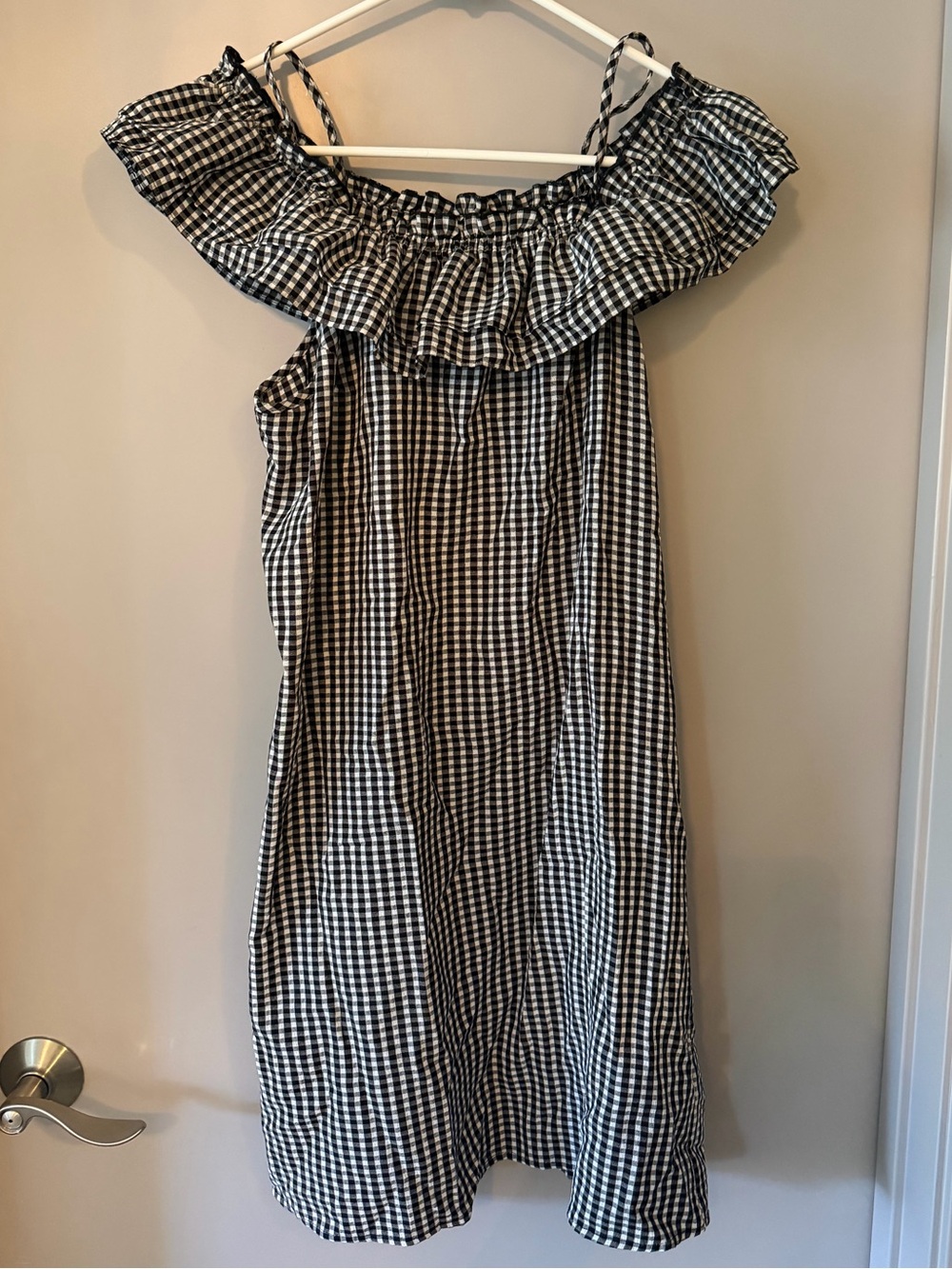 Gingham Off-The-Shoulder Dress